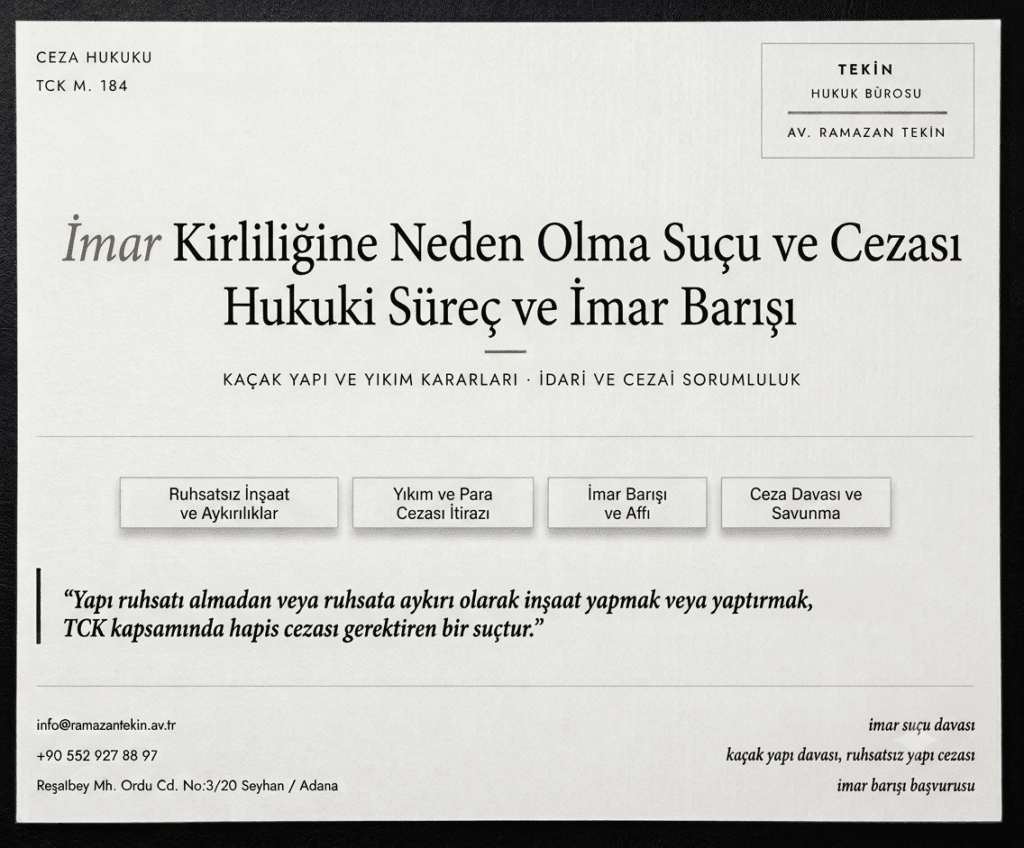imar kirliliğine neden olma suçu