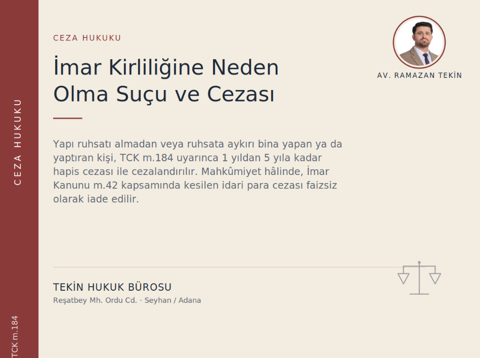 imar kirliliğine neden olma suçu ve cezası