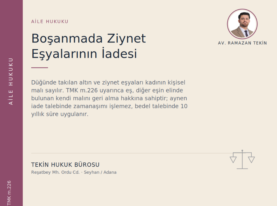 ziynet alacağı davası
