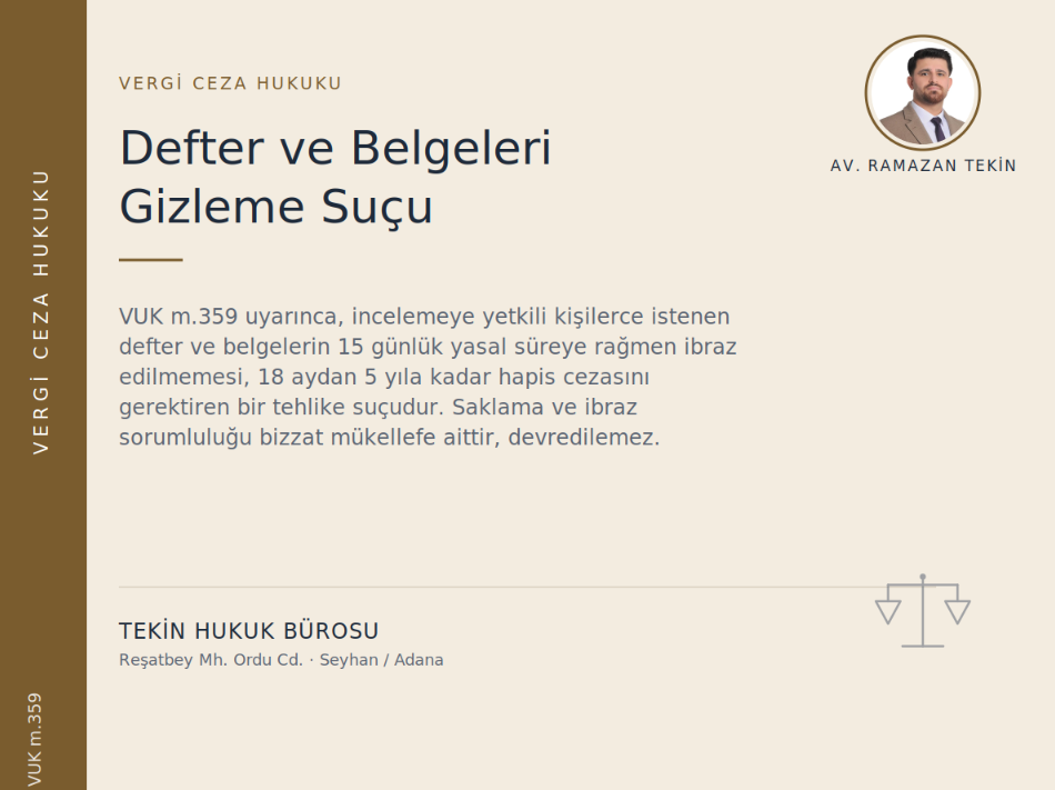 defter ve belgeleri gizleme suçu