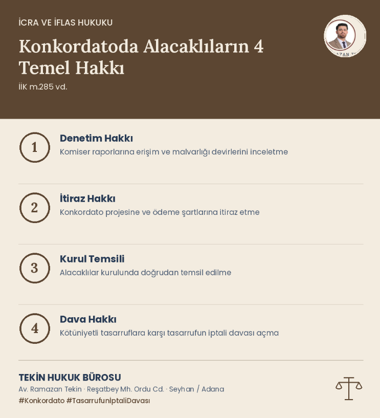 konkordatoda alacaklıların hakları
